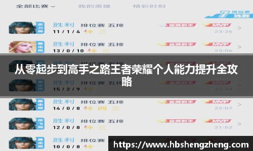 从零起步到高手之路王者荣耀个人能力提升全攻略